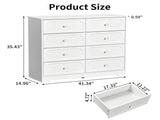 8-Drawer P2 MDF Painted Drawer Cabinet 41.34*14.96*35.43in White 06345832