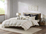 Cotton Jacquard Comforter Mini Set Ivory/Charcoal King/Cal King B035128811