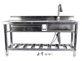 Stainless Steel Kitchen Sink Commercial Freestanding Utility Sink with Drawer and Pull-Out Faucet 47271266