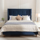 Peyton Upholstered Queen Bed / 54" High Headboard / Traditional Hand Buttoned Tufting / Nailhead B083P152028