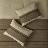 7 PC Pieced Faux Suede Comforter Set Natural Full B03596878