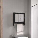 BOTIQ 19.7" H x 17.7" W Mirror Medicine Cabinet with Towel Rack White, One door with Two interior B070P242492