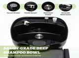 Large Shampoo Bowl & Chair Set with Footstool Black & Gold Barber Backwash Chair, Heavy Duty W1422P453659