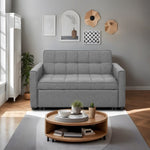 ZUN Stylish grey Pull-Out Sofa Bed with Woven Polyester Fabric & Solid Wood Frame W2297P211252