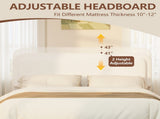 Boucle Queen Bed Frame with Adjustable Height Modern Platform Bed with Curved Cloud N733P439495K