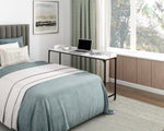 ZUN White Finish Multipurpose Over the Bed Desk with Adjustable Height, Metal Legs with Casters, Overbed B011P244980