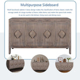 Carved Flower Door Handle, Antique Four Door Cabinet for Living Room Kitchen Hallway 88163918