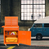 ZUN Detachable 5 Drawer Tool Chest with Bottom Cabinet and One Adjustable Shelf--Orange 08013365