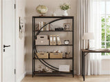5-Tier Half-Moon Geometric Bookshelf Industrial Open Bookcase with Anti-Tipping Device 56997935