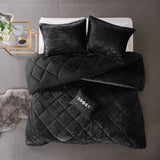 Full/Queen Velvet Comforter Set with Throw Pillow B03595937