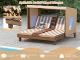 Brown Kids Patio Lounge Chair with Cup Holders and Awning 08669728