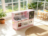 Pink Pretend Play Kitchen Kids Kitchen Playset with Play Phone, Chalkboard, Towel Rack & Ice Maker 45799725