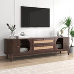 ZUN Rattan TV Stand for TVs up to 75'', Modern Farmhouse Media Console, Entertainment Center with Solid WF316663AAP