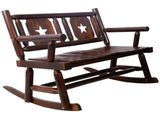 Outdoor Wood Rocking Bench Carbonized Double Rocking Chair for 2 Persons with Wide Curved Seat, T5816P475754