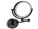 8 Inch LED Wall Mount Two-Sided Magnifying Makeup Vanity Mirror 12 Inch Extension Matte Black 1X/3X 9301BK