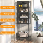 ZUN Metal Glass Door Display Storage Cabinet - 5-Tier Cube Bookshelf Storage Cabinet with 3 Adjustable W2735P186327