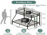Heavy Duty Twin Over Queen Bunk Bed, Sturdy Metal Bunk Bed Frame with Flat Ladder & Full-Length W5635P531646