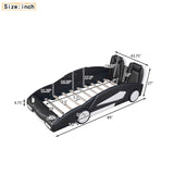 Twin Size Race Car-Shaped Platform Bed with Wheels, Black WF297945AAB