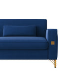 FX-P18-RBLuxury Velvet Sofa with Gold Accents - Modern 3-Seat Couch with Plush Cushions, W57649844