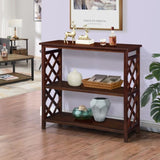 Console Table 3-Tier with Storage Shelves,Open Bookshelf Bookcase with Solid Wood Legs for Hallway, 95162879