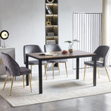 Gray Velvet Dining Chairs with Metal Legs and Hollow Back Upholstered Dining Chairs Set of 4 W1164P188239