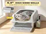 Light Gray 2 Pack High Sided Stainless Steel Litter Box Anti-Urine Leakage for Multi-Cat 51352422