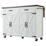 ZUN K&K 53.5''Farmhouse Kitchen Island with Power Outlet, Kitchen Storage Island with Drop Leaf, Spice N707P170348W