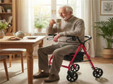 2-in-1 Rollator Walker with Seat , 8-Inch Large Wheels & Versatile Braking System, Adjustable 98657436