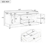 ZUN Storage Bench with 2 Drawers and 2 Cabinets, Shoe Bench with Removable Cushion for Living Room, 13031062