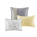 Embroidered 7 Piece Comforter Set Yellow Queen B03596980