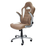 ZUN High Back Executive Sport Race Office Chair with Flip-Up Arms, Camel 53880693