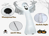 Spooky Halloween Inflatable Ghost - 12 ft Tall with LED Lights, Waterproof Fabric, Spikes/Ropes for 14097654