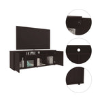 ZUN Falmouth Rectangle 3-Shelf TV Stand Black Wengue B06280393