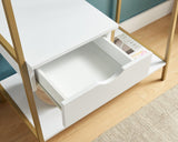 Metal Clothes Rack Open Wardrobe Free Standing with One Drawer Hanging Clothes Rod White & Gold B107P147853