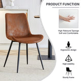 ZUN Brown suede backrest cushion dining chair, black metal legs, curved widened cushion design, more W1151126208