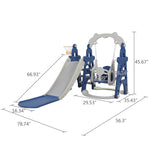 ZUN Kids Swing and Slide Set 3-in-1 Slide with Basketball Hoop for Indoor and Outdoor Activity W2181139446