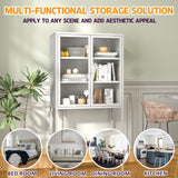 59"H Heavy Duty Metal Storage Cabinet, Display Storage Cabinet with Glass Doors and 2 Adjustable W2735P186331