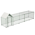 ZUN 16x3FT Metal Chicken Coop Run Backyard Hen House Poultry Habitat Cage w/Cover W2505P151985