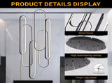 High Ceiling Chandelier Modern LED Ring Pendant Light 3 Color Dimmable Black Chandeliers 74511586