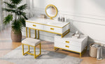 ZUN Modern Style Vanity Table With Movable Side Cabinet And 4-Drawers, Large Size Dressing Table With 91918695