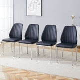 Set of Four Black PU Comfort Dining Chairs .Dining chair with extended backrest,BLACK W1151P167544