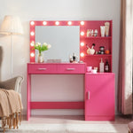 ZUN Vanity Desk with Mirror and Lights, 46.4IN Dressing Table with 2 Large Drawer&Large Vertical 04825507