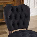 French Vintage Tufted Upholstered Fabric Dining Chair,Set of 2,Black,SW1869BK W1143P214542