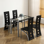 ZUN 5 Pieces Dining Table Set for 4, Kitchen Room Tempered Glass Dining Table, 4 Chairs, Black,Table 03640363