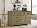 ZUN Modern Style 1pc Dresser with 6 Drawers Black Handles Coffee Gray Oak Finish Furniture B011P193962