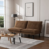Leatehr Feeling Brown Convertible Folding Modern sofa Bed W570P168045