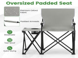 Oversized Foldable Camping Chair with Side Table & Cup Holder, 330 LBS Capacity for Outdoor Use-Gray 11091693