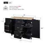 K&K Rolling Kitchen Island with Storage, Kitchen Cart with Rubber Wood Top, 3 Drawer, 2 Slide-Out WF316599AAB