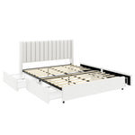 ZUN Same as B083119691 Anda Queen Size Ivory Boucle Upholstered Platform Bed with Patented 4 Drawers B083P152011