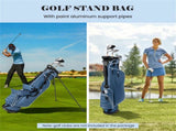 Blue Golf Stand Bag 3-Way Dividers Polyester Lightweight with 4 Zipper Pockets for Travel 76935516